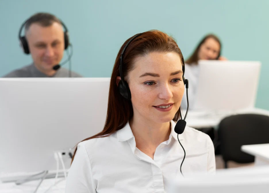 Sales representative working on a customer call